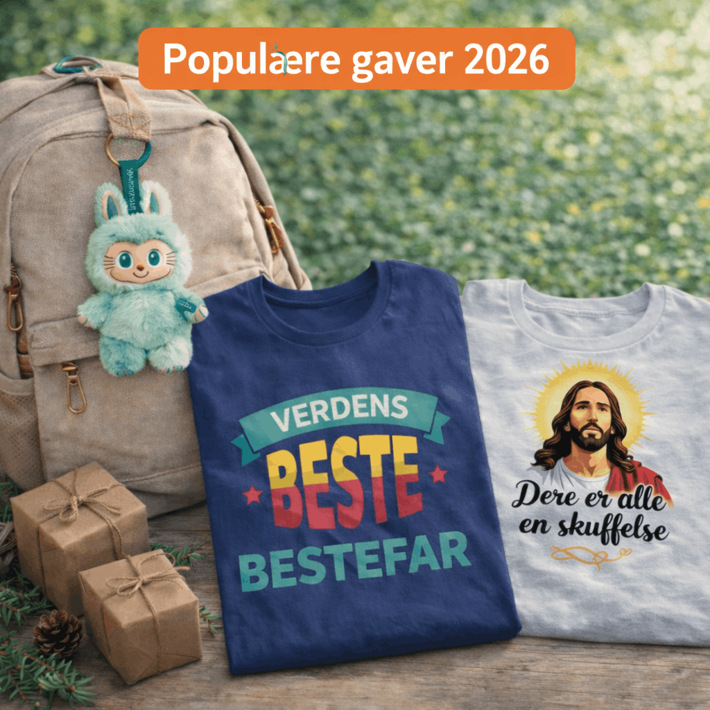 Populære gaver i 2026 – Labubu, POP MART og morsomme t-skjorter